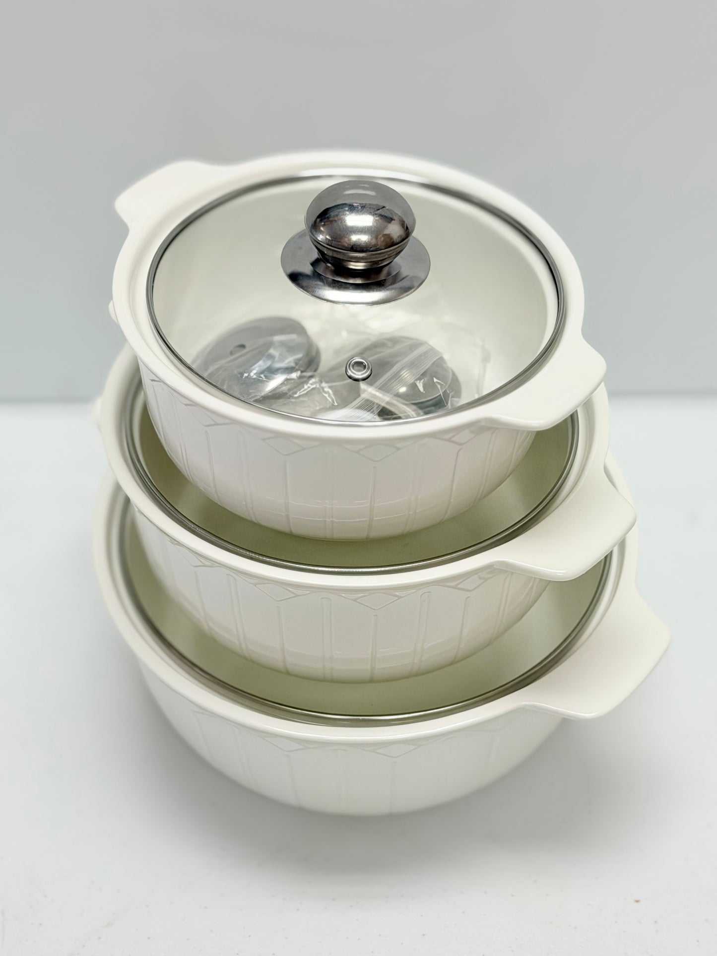 Elegant 3-Piece Ceramic Soup Pot Set