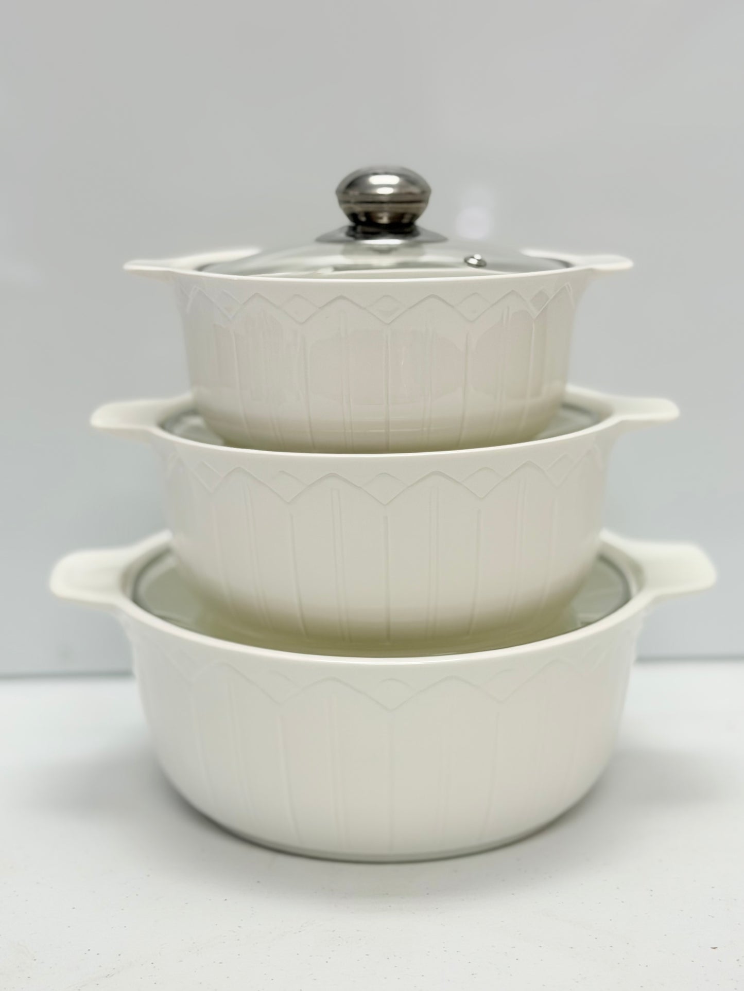 Elegant 3-Piece Ceramic Soup Pot Set