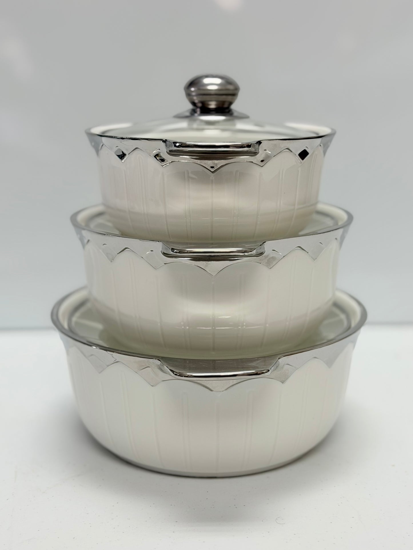 Elegant 3-Piece Ceramic Soup Pot Set