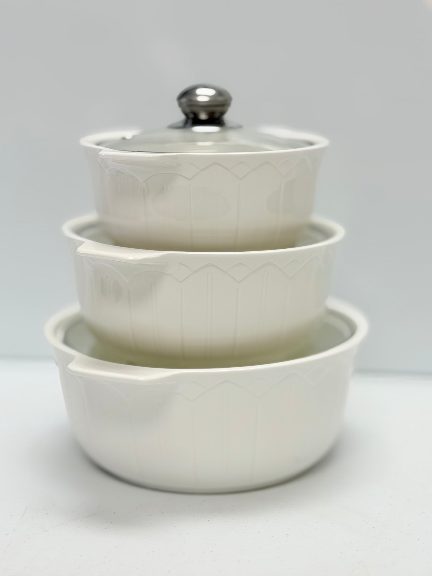 Elegant 3-Piece Ceramic Soup Pot Set