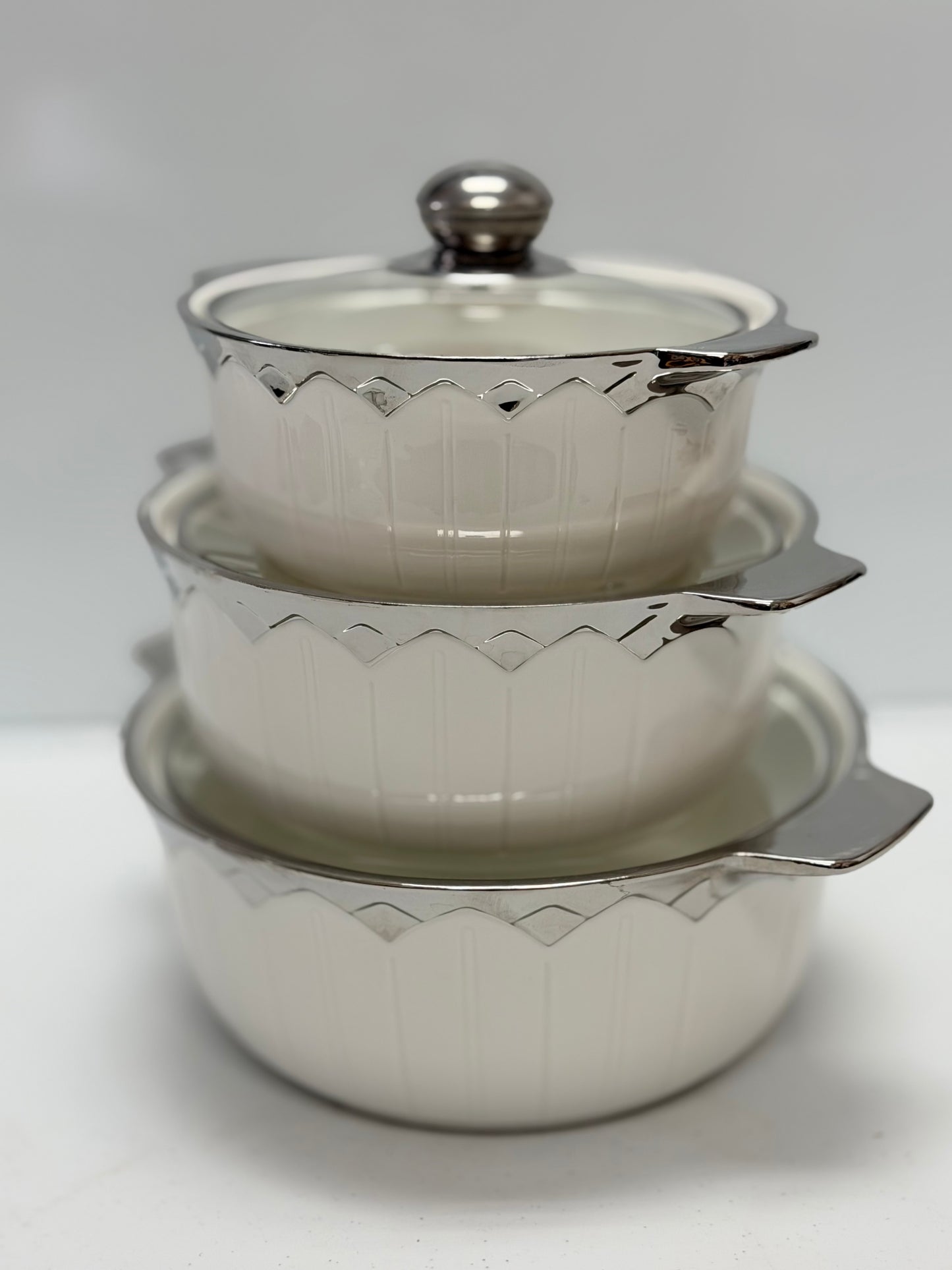 Elegant 3-Piece Ceramic Soup Pot Set