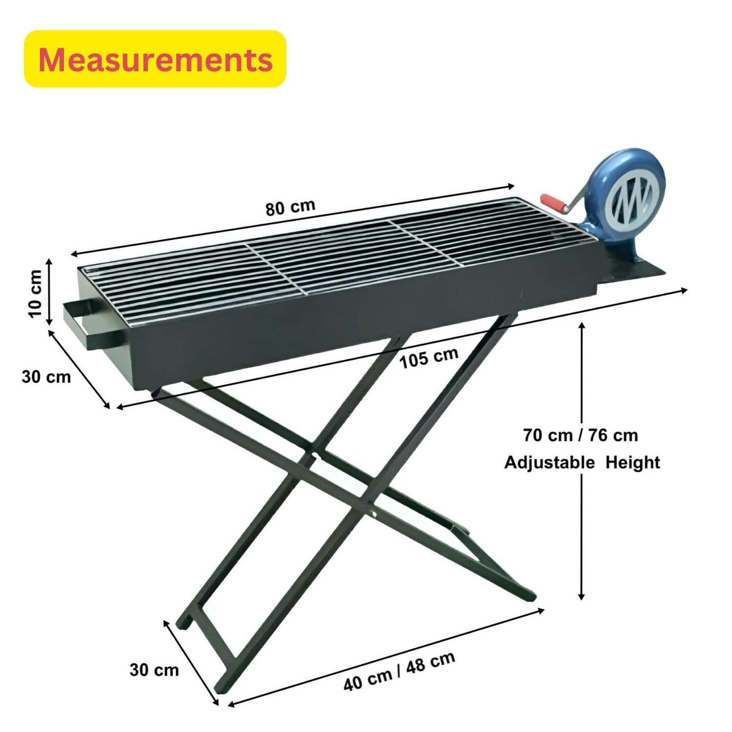Heavy-Duty 80cm×30cm×70cm BBQ Grill with Air Blower