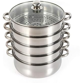 🟦 38cm Stainless Steel Steamer Pot